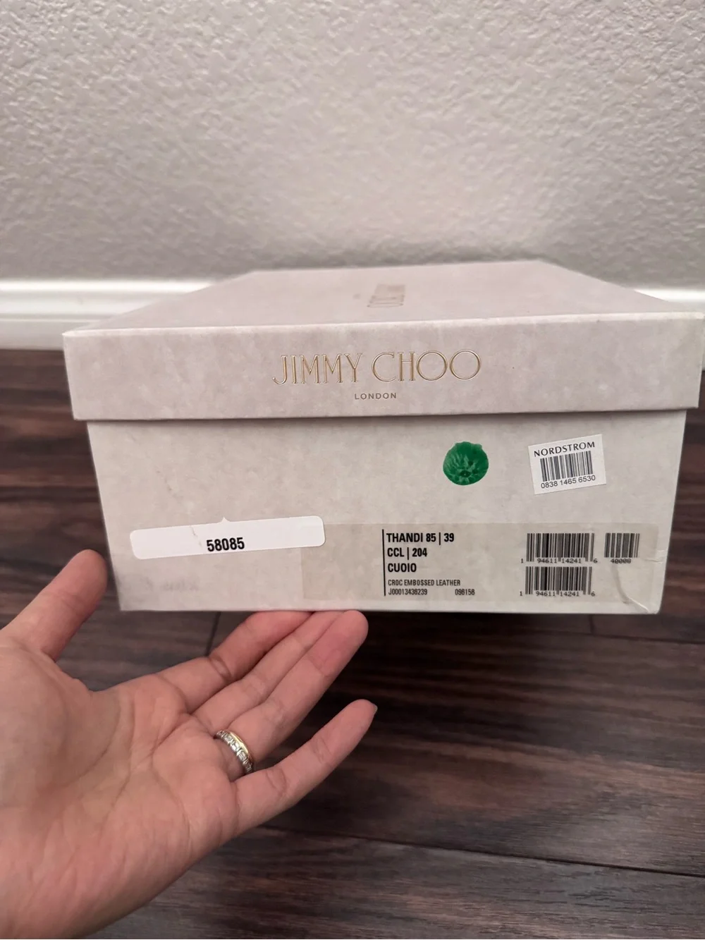 Jimmy Choo Thandi 85 Croc-Embossed Pointed Slingback